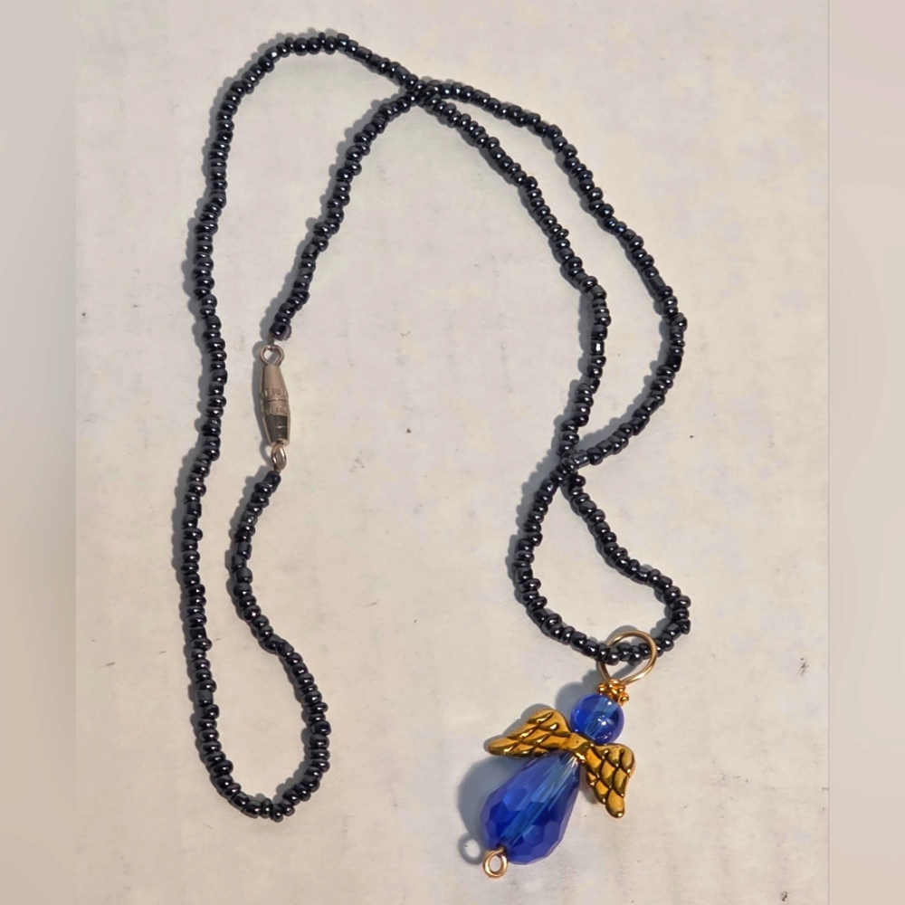 Handmade Glass Bead Angel Necklace 18 Inches Long